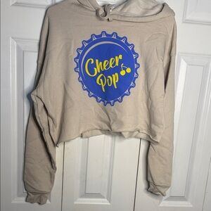 Bella Canvas Beige Cropped Hoodie with Cheer Pop Graphic
